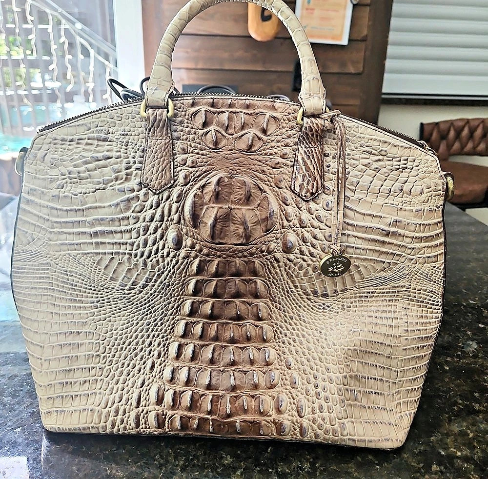Brahmin Large Duxbury Satchel Brown & Cream